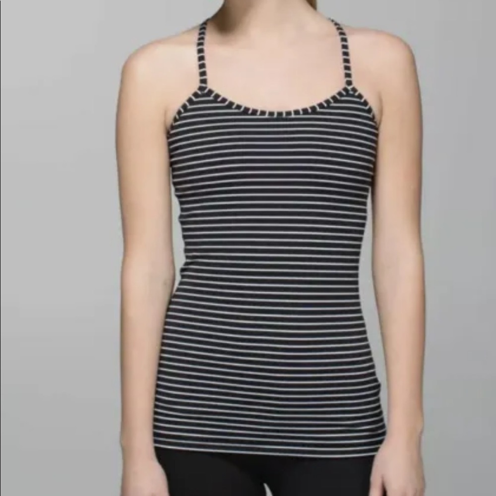 Lululemon Athletica Black and White Striped Tank Top